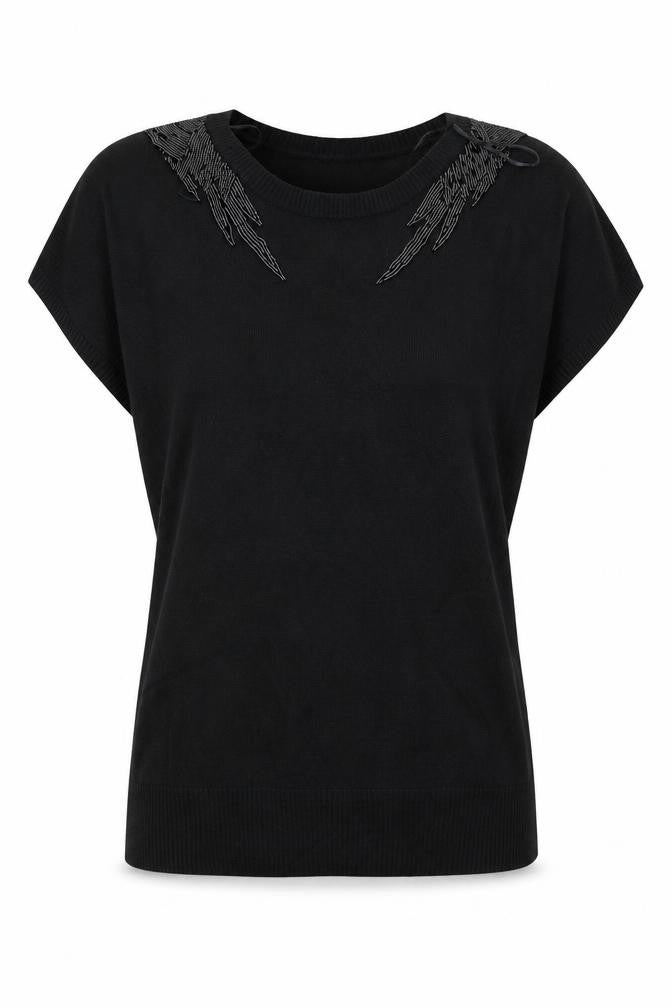 Womens UK Size S Mia Moda Black Pullover Jumper