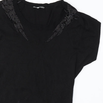 Womens UK Size S Mia Moda Black Pullover Jumper