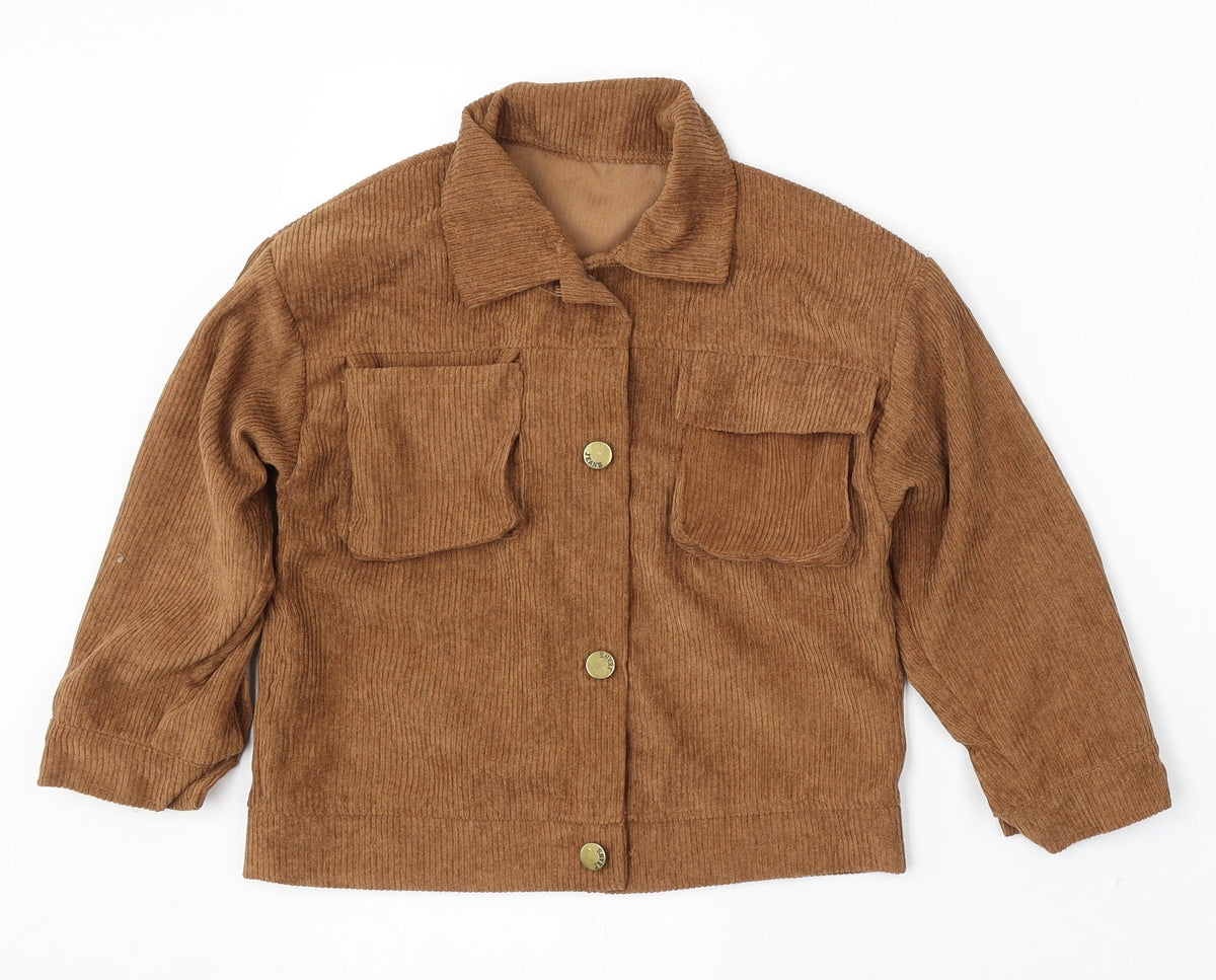 SHEIN Girls Brown Jacket Size 7-8 Years Button