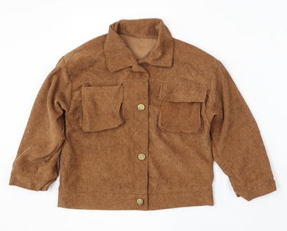 SHEIN Girls Brown Jacket Size 7-8 Years Button