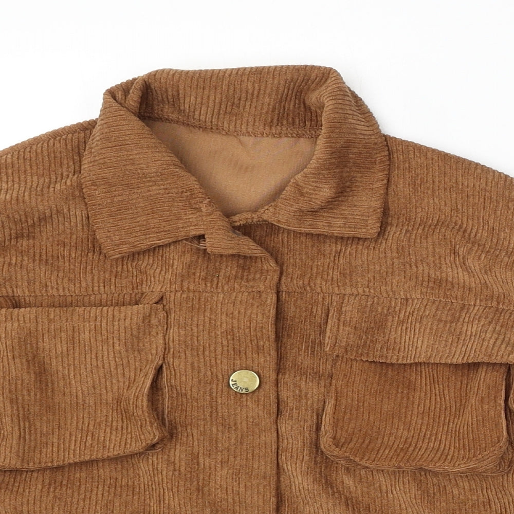 SHEIN Girls Brown Jacket Size 7-8 Years Button