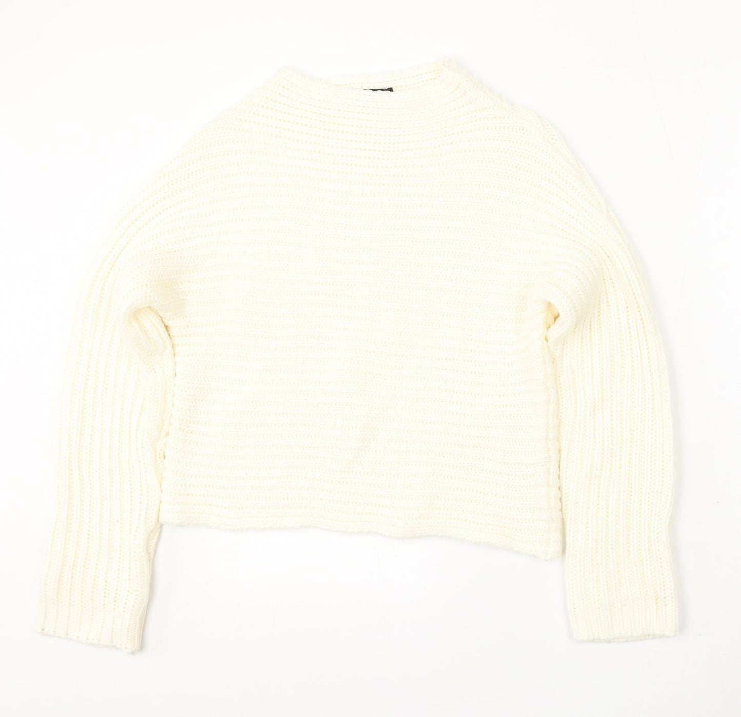 Full Circle Womens Ivory Round Neck Polyester Pullover Jumper Size M