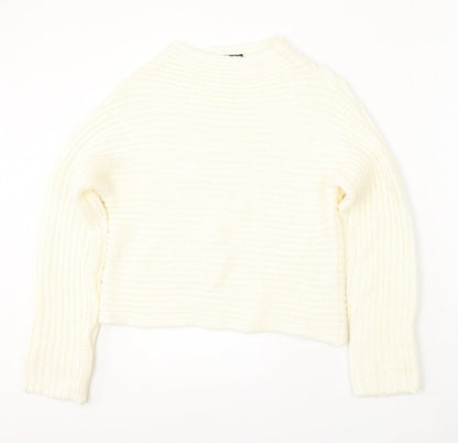 Full Circle Womens Ivory Round Neck Polyester Pullover Jumper Size M