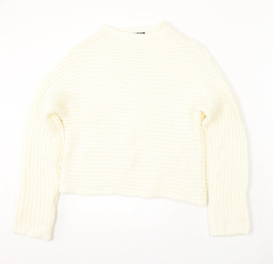 Full Circle Womens Ivory Round Neck Polyester Pullover Jumper Size M
