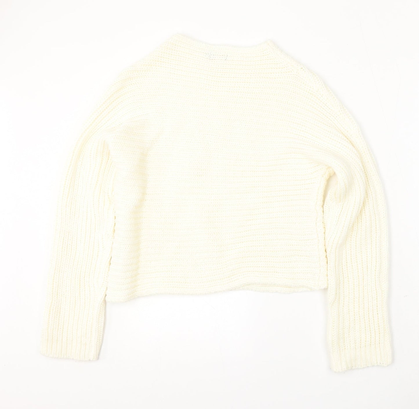 Full Circle Womens Ivory Round Neck Polyester Pullover Jumper Size M