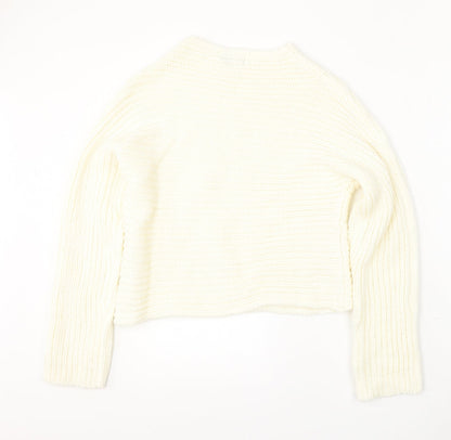 Full Circle Womens Ivory Round Neck Polyester Pullover Jumper Size M