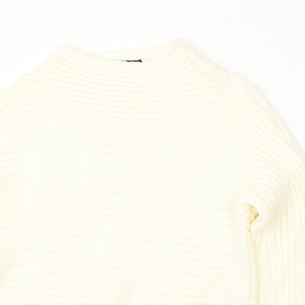 Full Circle Womens Ivory Round Neck Polyester Pullover Jumper Size M