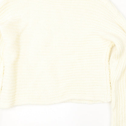 Full Circle Womens Ivory Round Neck Polyester Pullover Jumper Size M