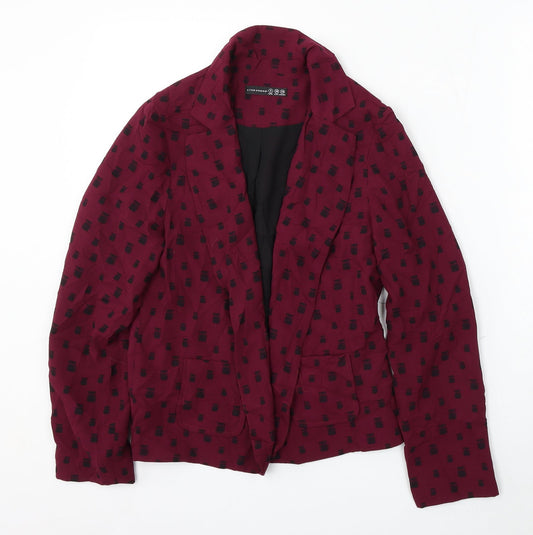 Atmosphere Womens Purple Geometric Polyester Jacket Blazer Size 8