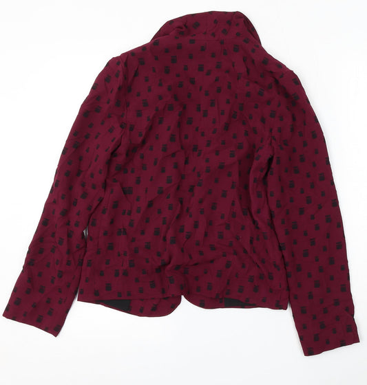 Atmosphere Womens Purple Geometric Polyester Jacket Blazer Size 8