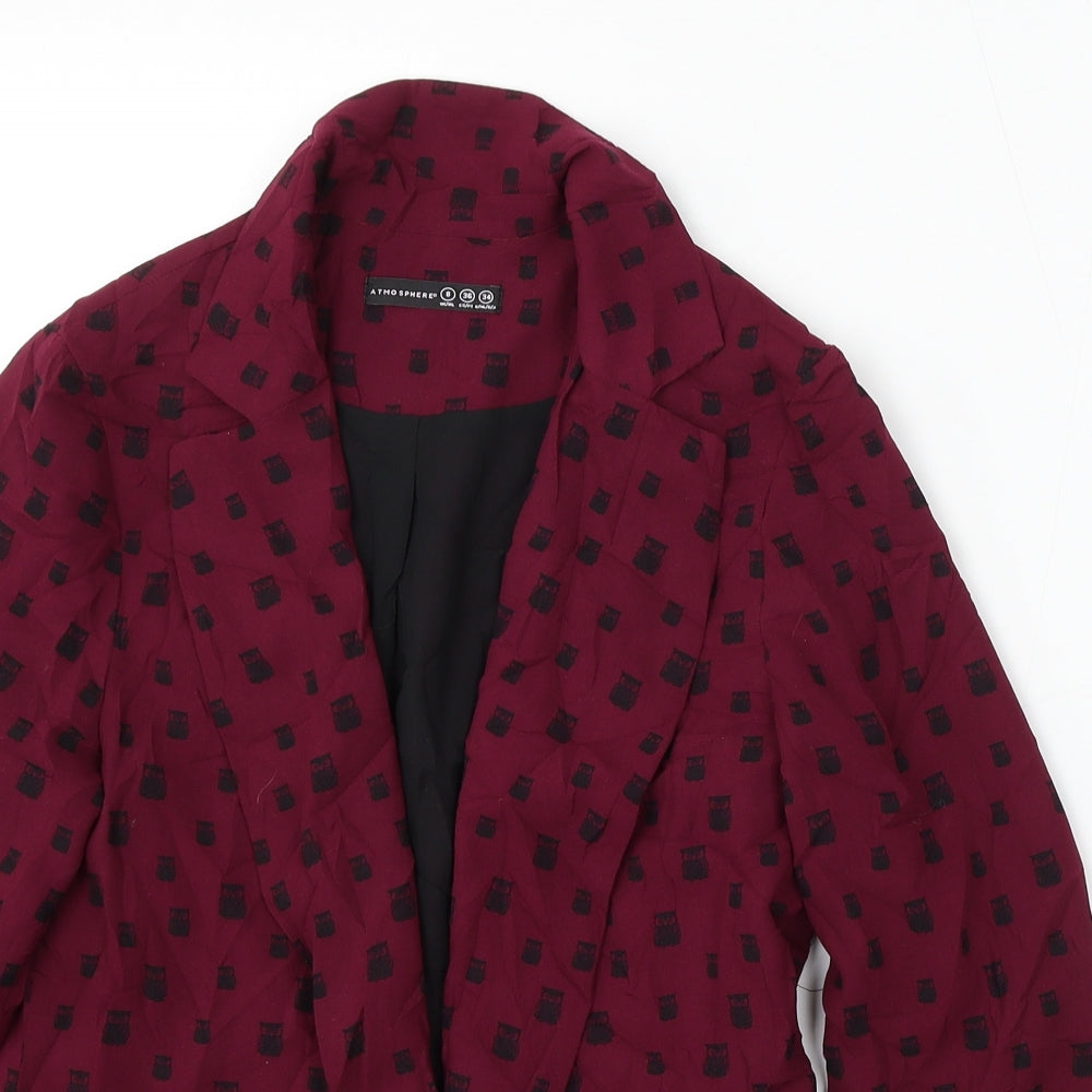 Atmosphere Womens Purple Geometric Polyester Jacket Blazer Size 8