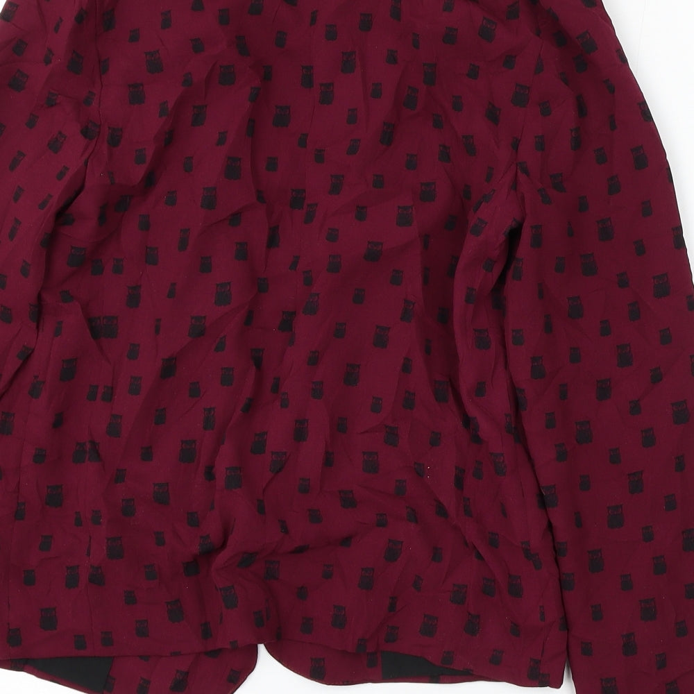 Atmosphere Womens Purple Geometric Polyester Jacket Blazer Size 8