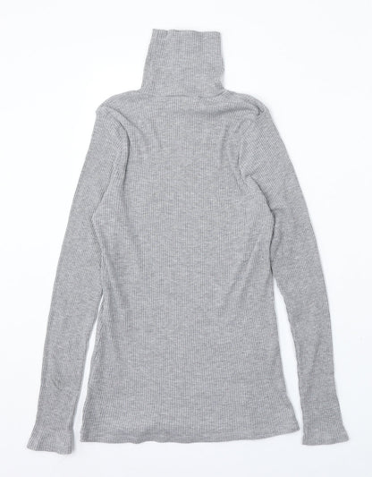 George Womens Grey Mock Neck Polyester Pullover Jumper Size 14