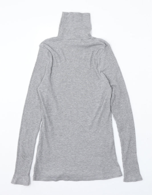 George Womens Grey Mock Neck Polyester Pullover Jumper Size 14
