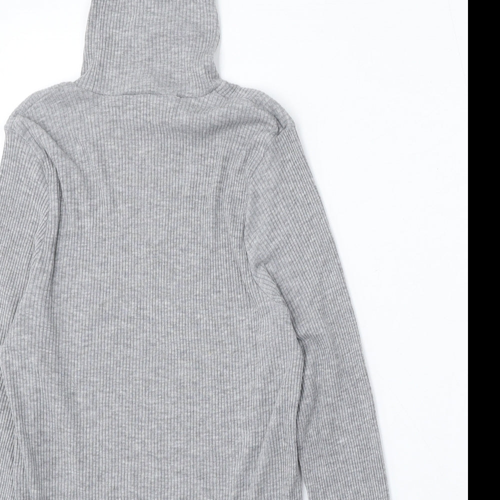 George Womens Grey Mock Neck Polyester Pullover Jumper Size 14