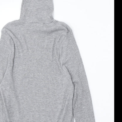 George Womens Grey Mock Neck Polyester Pullover Jumper Size 14
