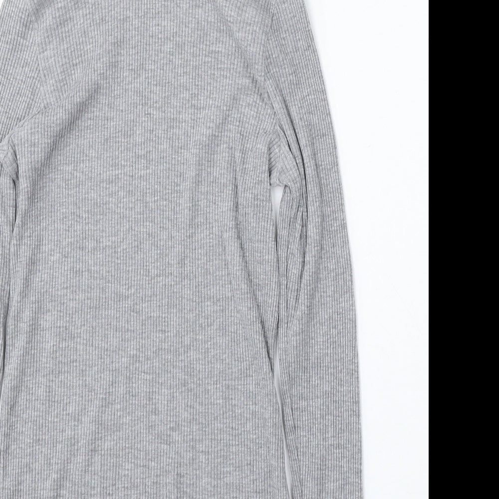 George Womens Grey Mock Neck Polyester Pullover Jumper Size 14