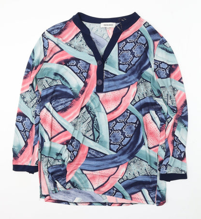 Gerard Womens Multicoloured V-Neck Geometric Polyester Cardigan Jumper Size 18