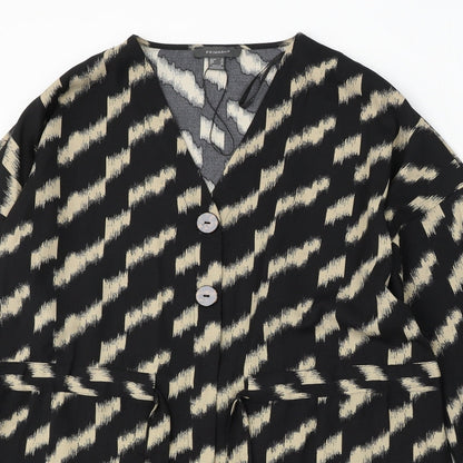 Primark Womens Black V-Neck Geometric Polyester Pullover Jumper Size 16