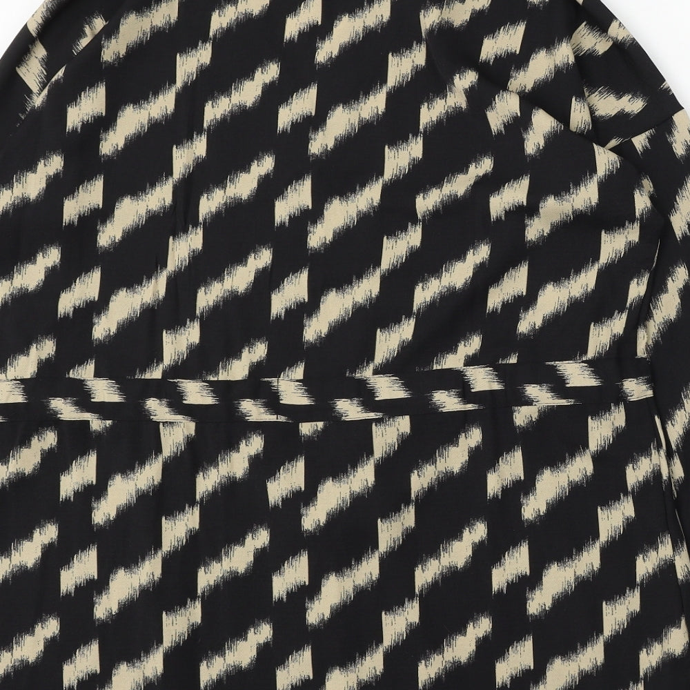 Primark Womens Black V-Neck Geometric Polyester Pullover Jumper Size 16