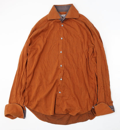 Mens UK Size 17 Coton Doux Orange  Button-Up Long Sleeve Casual Shirt