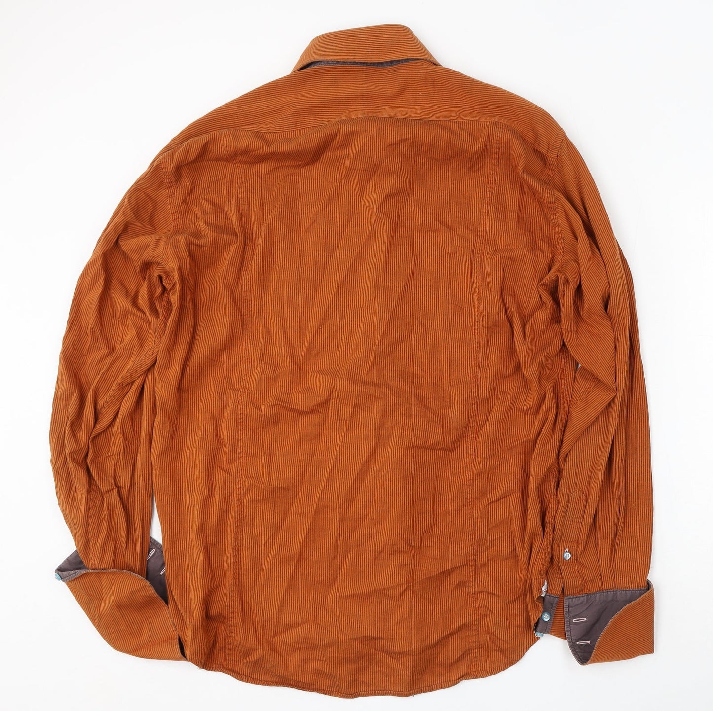 Mens UK Size 17 Coton Doux Orange  Button-Up Long Sleeve Casual Shirt