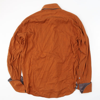 Mens UK Size 17 Coton Doux Orange  Button-Up Long Sleeve Casual Shirt