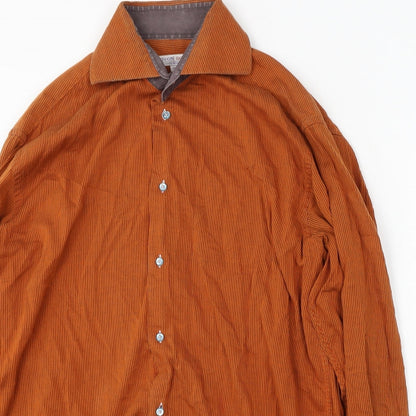 Mens UK Size 17 Coton Doux Orange  Button-Up Long Sleeve Casual Shirt