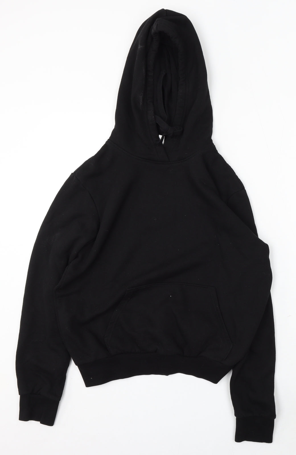 H&M Womens Black Cotton Pullover Hoodie Size S Tie