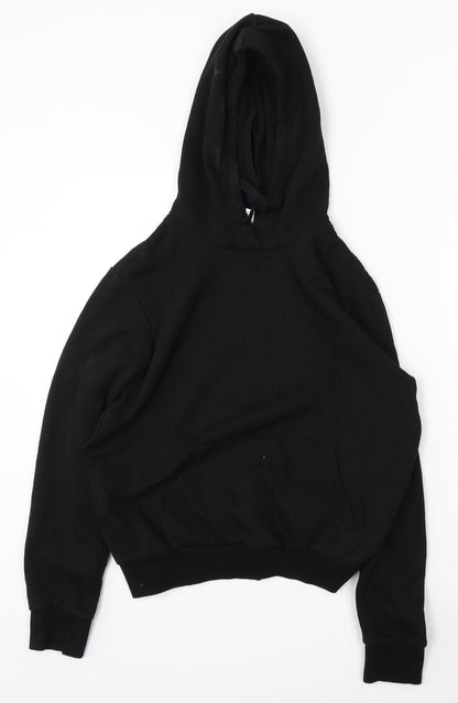 H&M Womens Black Cotton Pullover Hoodie Size S Tie