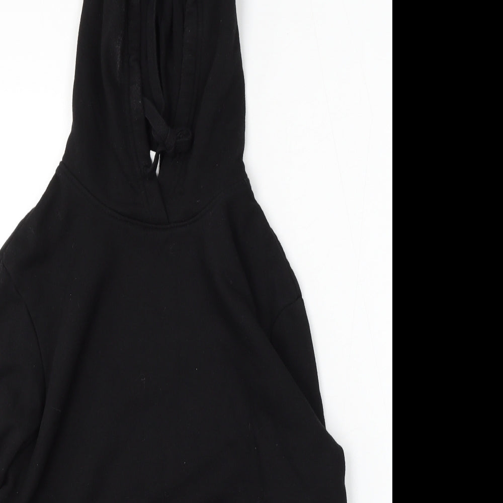 H&M Womens Black Cotton Pullover Hoodie Size S Tie