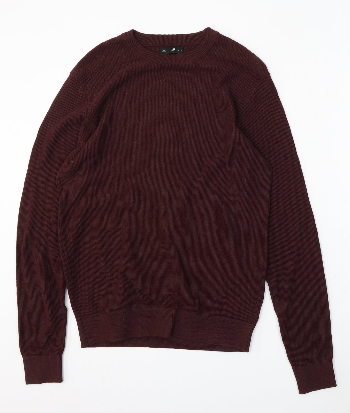 F&F Womens Red Round Neck Cotton Pullover Jumper Size M