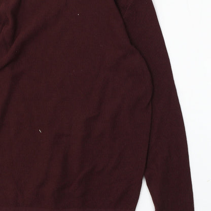 F&F Womens Red Round Neck Cotton Pullover Jumper Size M