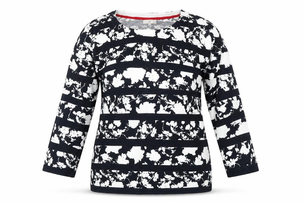 Country Casuals Womens Blue Round Neck Geometric Cotton Pullover Jumper Size L