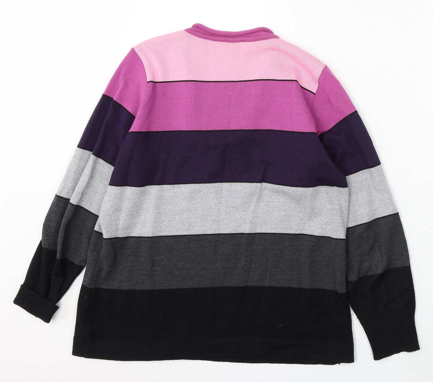 Siegel Womens Multicoloured Round Neck Striped Wool Pullover Jumper Size L