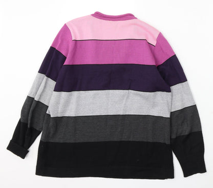 Siegel Womens Multicoloured Round Neck Striped Wool Pullover Jumper Size L