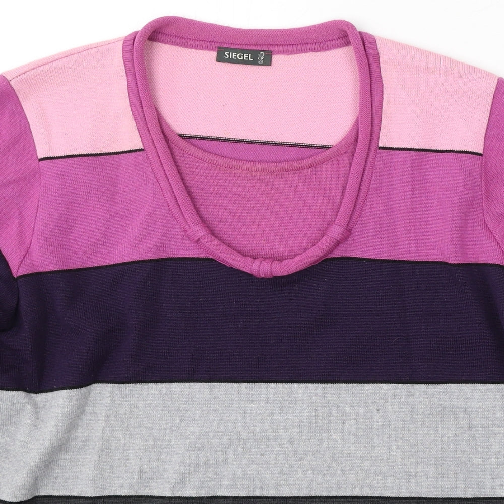 Siegel Womens Multicoloured Round Neck Striped Wool Pullover Jumper Size L