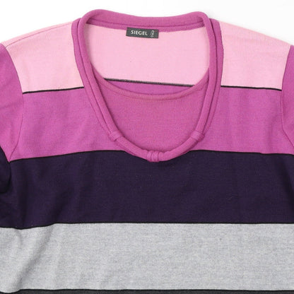 Siegel Womens Multicoloured Round Neck Striped Wool Pullover Jumper Size L