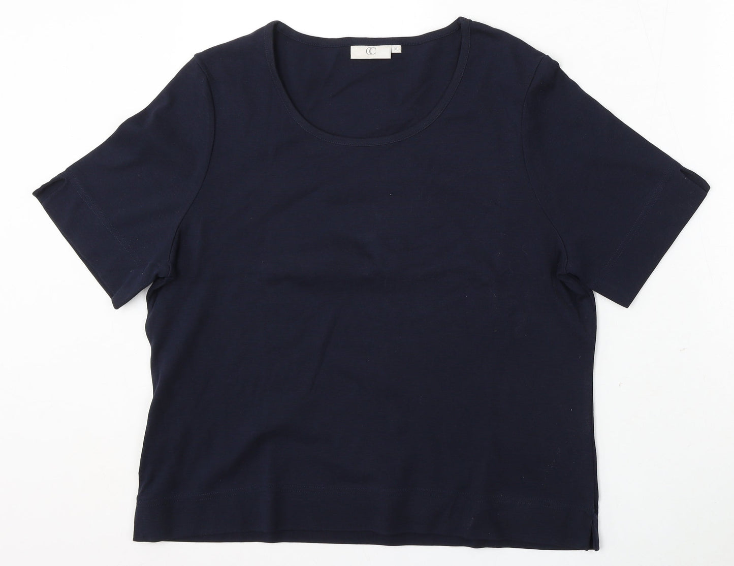 CC Womens Blue Cotton Basic T-Shirt Size XL Round Neck