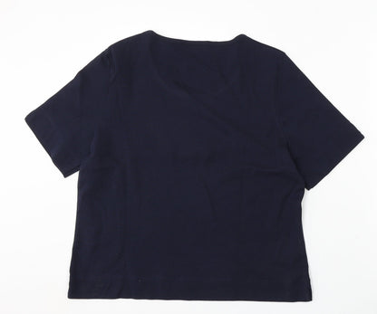 CC Womens Blue Cotton Basic T-Shirt Size XL Round Neck