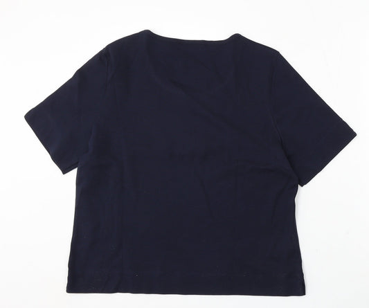 CC Womens Blue Cotton Basic T-Shirt Size XL Round Neck