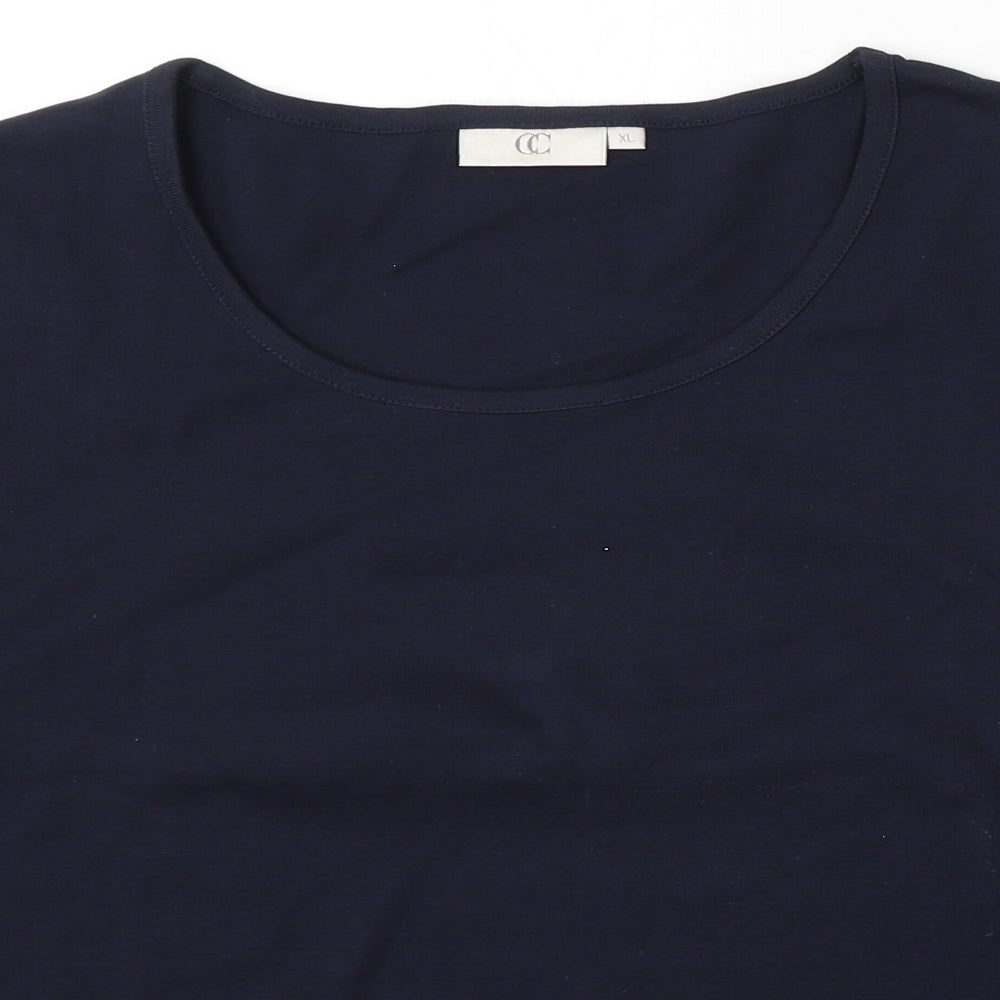 CC Womens Blue Cotton Basic T-Shirt Size XL Round Neck