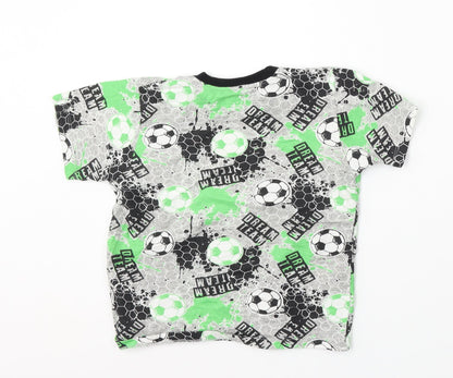 Kids Boys Multicoloured Geometric Cotton Basic T-Shirt Size 9-10 Years Round Neck - football