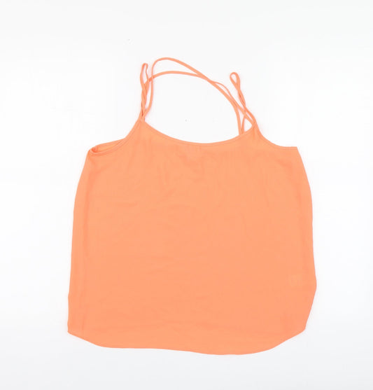 Papaya Womens Orange Polyester Basic Blouse Size 12 Round Neck