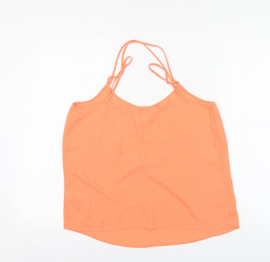 Papaya Womens Orange Polyester Basic Blouse Size 12 Round Neck