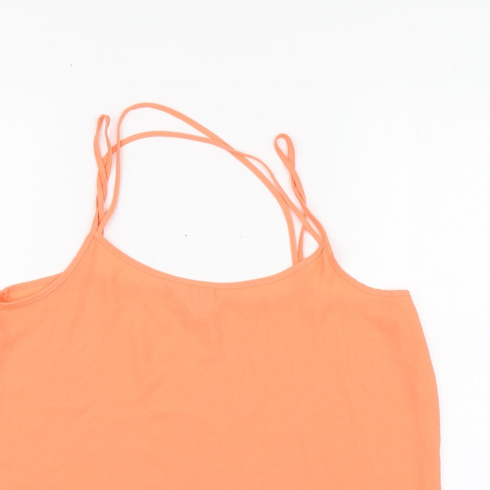 Papaya Womens Orange Polyester Basic Blouse Size 12 Round Neck