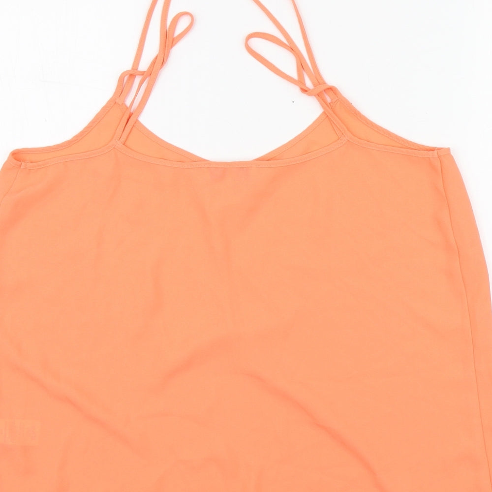 Papaya Womens Orange Polyester Basic Blouse Size 12 Round Neck