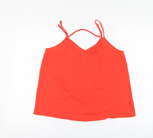 Primark Womens Orange Polyester Basic Blouse Size 12 Round Neck