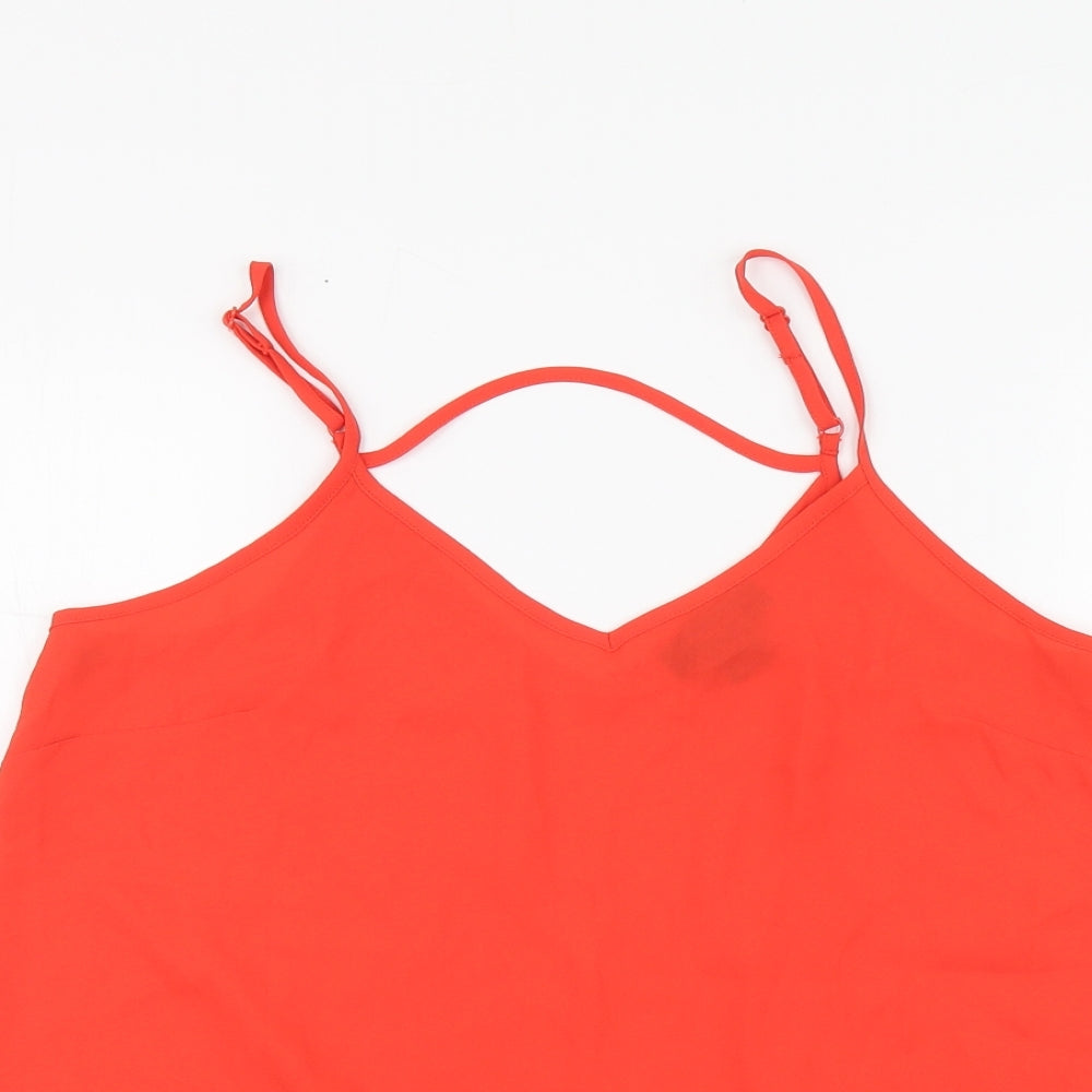 Primark Womens Orange Polyester Basic Blouse Size 12 Round Neck