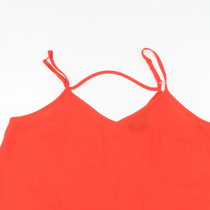 Primark Womens Orange Polyester Basic Blouse Size 12 Round Neck